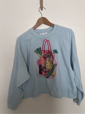 Greyson Threads Farmers Market Graphic Sweatshirt Oversized Cropped Size Small